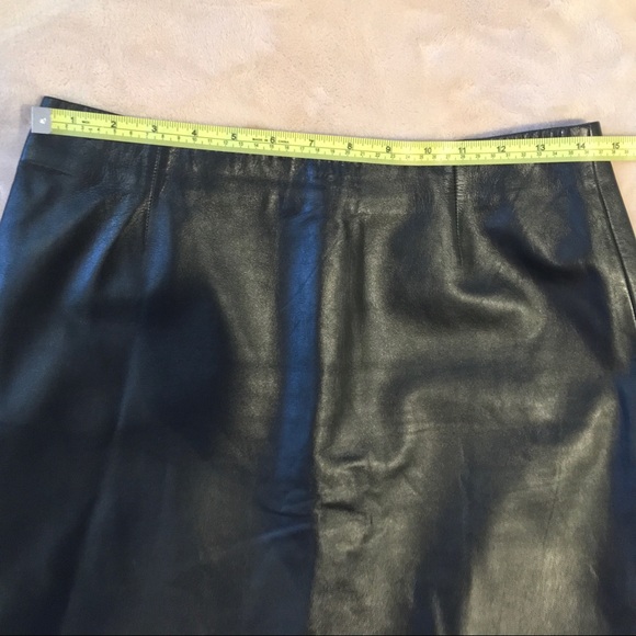 Vintage Cache Black Leather Mini Skirt 80’s Lined Zipper Size 6 - Picture 5 of 8